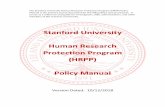 Human Research Protection Program (HRPP) Policy Manual€¦ · 11 PRIVACY AND CONFIDENTIALITY ... Ch. 1: The Human Protection Program (HRPP) The Stanford University Research Policy