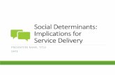 Social Determinants: Implications for Service Delivery · 2019-06-26 · Social Determinants of Health Life‐enhancing resources Food supply Housing Economic stability/employment