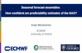Seasonal forecast ensembles: How confident are ......Seasonal forecasts of the winter NAO April 2014 Ensemble hindcasts of the NAO index 1993-2012 with the Met Office model (GloSea