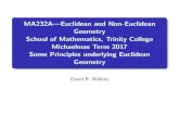 MA232A|Euclidean and Non-Euclidean Geometry School of ...dwilkins/Courses/MA232A/MA232A_Mich2017/... · MA232A|Euclidean and Non-Euclidean Geometry School of Mathematics, Trinity