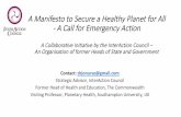 A Manifesto to Secure a Healthy Planet for All - A Call for … · 2019-07-30 · Overview – A Medical Diagnosis of the Planet’s Health: • The Challenge - Our Planet’s Health