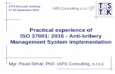 Practical experience of ISO 37001: 2016 - Anti-bribery ...€¦ · 13. has introduced the certified system of anti-corruption management82) for technical inspections, certified by