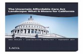 The Uncertain Affordable Care Act Landscape: What It Means ... · state’s adoption of the ACA optional Medicaid expansion. • A significant reduction in the number of uninsured