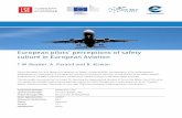 European pilots’ perceptions of safety culture in European ... · European pilots’ perceptions of safety culture in European Aviation T.W.Reader, A. Parand and B. Kirwan Programme