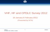 VHF, HF and CPDLC Survey 2012 · APIRG/18 19/03/2012 27-30 MARCH 2012. KAMPALA, UGANDA VHF, HF and CPDLC Survey 2012 16 January-5 February 2012 (Presented by IATA) 1