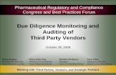 Due Diligence Monitoring and Auditing of Third Party Vendors · 2008-10-28 · • Pharmaceutical manufacturers are responsible for auditing and monitoring as part of an effective