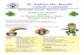 St. Andrew the Apostle€¦ · Page Two March 6, 2016 SATURDAY, March 5 4:00 PM—Ramon Rocha by Carmen Rocha 5:30 PM—John Williams Sr. by M. Hickey SUNDAY, March 6 Jos 5:9a, 10-12;