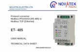 ЕТ- 485 · ~ 4 ~ ET-485 NOVATEK-ELECTRO Terms and abbreviations 10Base-T – Ethernet standard for twisted pair communication with the speed of 10Mbit/s; 100Base-T – Ethernet