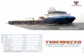 CAROLINE TIDE III - Tidewater...76M PLATFORM SUPPLY VESSEL CAROLINE TIDE III Length, Overall: 249.3 ft 76 m Beam: 57.7 ft 17.6 m Depth: 25.6 ft 7.8 m Maximum Draft: 21 ft 6.4 m Light