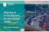 Overview of In-Situ Recovery for non-uranium metals...all hydrogeological parameters, laboratory leaching tests for different parameters, reagents and oxidants, laboratory extraction
