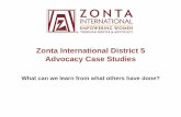 Zonta International District 5 Advocacy Case Studies · ZI Advocacy Scorecard Does your project: • Improve the legal status of women (CEDAW Articles 1-6, 15, 16) • Improve the
