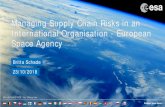 Managing Supply Chain Risks in an International ...€¦ · Managing Supply Chain Risks in an International Organisation - European Space Agency. ... o Supply chain sustainability