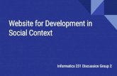 Website for Development in Social Context · Week 10: Give the final presentation Work on the final project report (Xi, Ashley, Sagar) Further data analysis (Nate) Collect all data