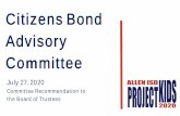 Citizens Bond Advisory · develop a recommendation that is fiscally sound. BRINGING. forward a plan to the Allen ISD Board of Trustees that will include recommendations and priorities