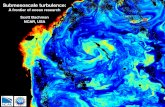Submesoscale turbulenceChallenging from a dynamics perspective Way beyond the realm of current global GCMs Coupled to mesoscale eddies, IGWs, and surface waves Affected significantly