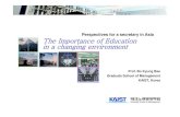The Importance of Education in a changing environment · The Importance of Education in a changing environment Prof. Bo Kyung Bae Graduate School of Management . KAIST, Korea. Perspectives