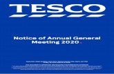 Notice of Annual General Meeting 2020 - Tesco PLC · Tesco PLC — Notice of meeting. Notice is hereby given that the 2020 Annual General Meeting (the AGM) of Tesco PLC (the Company)