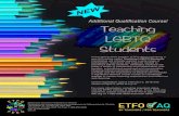 Additional Qualification Course! Teaching LGBTQ Students · new AQ course called Teaching LGBTQ Students. Candidates will critically explore a wide range of pedagogies, resources
