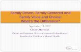 Family Driven, Family Centered and Family Voice and Choice · 2018-12-14 · Family voice and choice: family voice guides decision-making but decisions are made by team Family driven:
