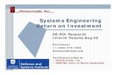 Systems Engineering Return on Investment...Return on Investment SE-ROI Research Interim Results Aug 09 Eric Honour +1 (850) 479-1985 ehonour@hcode.com ... prod ti it h ff ti l bi d