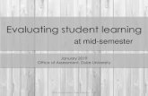 Evaluating student learning - Duke University · Mid-Semester Evaluations Mid-Semester Evaluations should aim to answer the following: What aspects of class are going well and what