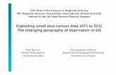 Exploiting small area census data 1971 to 2011: The ... · Holtermann, S. (1975). Areas of urban deprivation in Great Britain: An analysis of 1971 Census data. Social Trends, 6: 33-45.