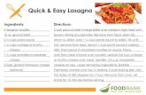 Quick & Easy Lasagna - Food Bank for the Heartland Quick & Easy Lasagna Ingredients: Directions: Cook
