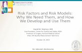Risk Factors and Risk Models: Why We Need Them, and How We ... 1005. Shahian. Risk... · Odds ratio (OR): odds of the event when the risk factor is present compared to when it is