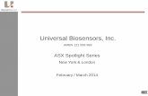 Universal Biosensors, Inc. - ASX · Diabetes in the US: • Type II prevalence doubled in US from 1990 to 2005; • ~8.3% of US population affected; • ~7 million people in US undiagnosed