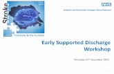 Early Supported Discharge Workshop · of a stroke rehab ward- transfer of resources to ESD Strong nurse component- team leader- band 8a, 1 band 7, 1 band 6, 4.5 band 5s, 6 band 3