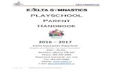 PLAYSCHOOL Parent Handbook 2016 2017.pdf · PLAYSCHOOL GYMNASTICS PROGRAM PHILOSOPHY Our unique program for pre-school children combines playschool activities with gymnastics, and