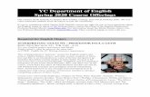 YC Department of English Spring 2020 Course Offerings · 2020-01-01 · YC Department of English Spring 2020 Course Offerings Our courses invite students to deepen their writing,