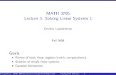 MATH 3795 Lecture 3. Solving Linear Systems 1leykekhman/courses/...MATH 3795 Lecture 3. Solving Linear Systems 1 Dmitriy Leykekhman Fall 2008 Goals I Review of basic linear algebra
