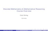 Discrete Mathematics & Mathematical Reasoning Course Overview€¦ · Discrete Mathematics & Mathematical Reasoning Course Overview Colin Stirling Informatics Colin Stirling (Informatics)