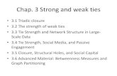 Chap. 3 Strong and weak ties · Chap. 3 Strong and weak ties •3.1 Triadic closure •3.2 The strength of weak ties •3.3 Tie Strength and Network Structure in Large-Scale Data