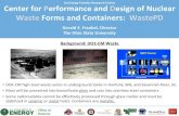 An&Energy&FronEer&Research&Center& Centerfor Performance ... · An&Energy&FronEer&Research&Center& Background:&DOEHEMWaste& WastePD Mission Mission& Understand&the&fundamental& mechanisms&of&waste&form&