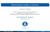Mathematical models of networks - Leonid Zhukov · Lecture outline 1 Random graphs Erdos-Renyi model 2 Preferential attachment Barabasi-Albert model 3 Small world model Watts-Strogatz