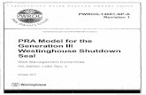 PRA Model for the Generation Ill Westinghouse …Cranberry Township, PA 16066 SUBJECT: FINAL SAFETY EVALUATION FOR PRESSURIZED WATER REACTOR OWNERS GROUP TOPICAL REPORT PWROG-14001-P,