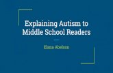 Explaining Autism to Middle School Readers · Findings on sensory deficits in autism: Implications for understanding the disorder. Psychology & Neuroscience, 5(2), Psychology & Neuroscience,