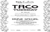 $2 TaCoS $2.50 SpEcIaLtY TaCoS · 2020-07-20 · $2 TaCoS choice of mesquite grilled chicken, carne asada, or zucchini mushroom $2.50 SpEcIaLtY TaCoS choice of our Mexican Coca-Cola