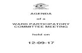AGENDA of a WARD PARTICIPATORY COMMITTEE ... of the Speaker...AGENDA Ward Participatory Committee 12 September 2017 Office of the Speaker: Administration D. MATTERS ARISING 1 1. Ward