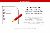 Checklist for Maintainability - North Carolina...Checklist for Maintainability: An Owner’s Perspective for Design and Construction Jack Colby, Asst. Vice Chancellor for Facilities