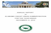 ANNUAL REPORT of ALABAMA CREDIT UNION ADMINISTRATION … · It is my honor to present the 2014 Annual Report of the Alabama Credit Union Administration (ACUA) to you and the people