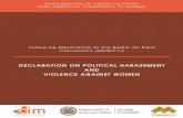 DECLARATION ON POLITICAL HARASSMENT AND VIOLENCE …€¦ · organiza tio n of american states inter-american commission of women declaration on political harassment and violence
