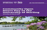 Community Open Doors Day at the University of Stirling · Venue: Seminar room C7, Pathfoot Building 1.00 - 1.30pm 1.30 - 2.00pm 2.00 - 2.30pm Community Open Doors Day at the University