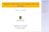 Numbers Legendre Polynomials and Legendre-Stirling Lance ... Apr 29, 2014 آ  & Legendre-Stirling Numbers