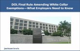 DOL Final Rule Amending White Collar Exemptions What … · 2016-07-05 · DOL Final Rule Amending White Collar ... requirements for non-profits. 17. Impact on Non-Profit Organizations