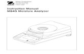 Instruction Manual MB45 Moisture Analyzer...Ohaus Corporation 29 Hanover Road Florham Park, NJ 07932-0900 Instruction Manual MB45 Moisture Analyzer On/Off Test Menu Display Setup Print