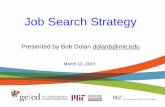 Job Search Strategy - MIT · Presented by Bob Dolan dolanb@mit.edu March 12, 2013 Job Search Strategy