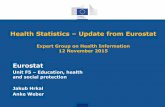 Health Statistics Update from Eurostat · Publication – Eurostat new online publication on health statistics Basic information: • Health in the European Union – facts and figures